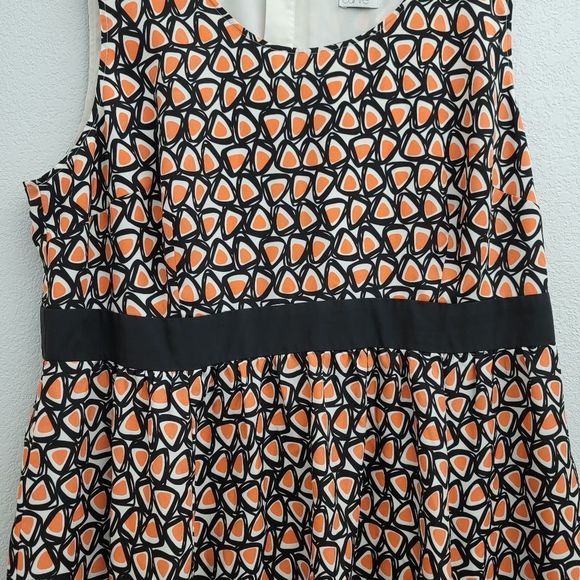 Asos Curve plus fit and flare fully lined sleeveless dress black orange - Picture 3 of 10